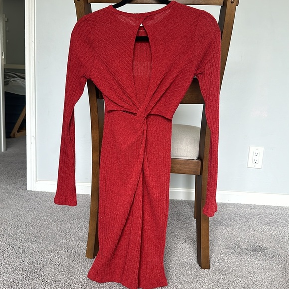 Put on Your Playlist Rust Red Long Sleeve Bodycon Dress - Picture 6 of 6